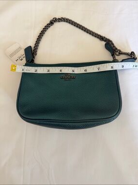 Coach Teal Pebbled Leather Mini Bag with Gunmetal Chain